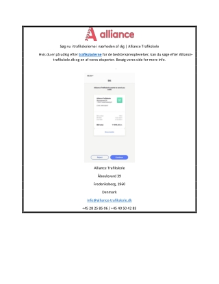 Søg nu i trafikskolerne i nærheden af ​​dig | Alliance Trafikskole