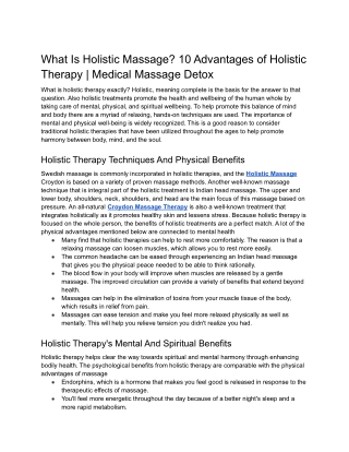What Is Holistic Massage 10 Advantages of Holistic Therapy  Medical Massage Detox