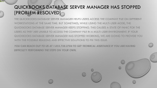 an easy method to troubleshoot Quickbooks database server manager has stopped