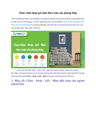 Chọn chăn drap gối nệm theo màu sắc phong thủy