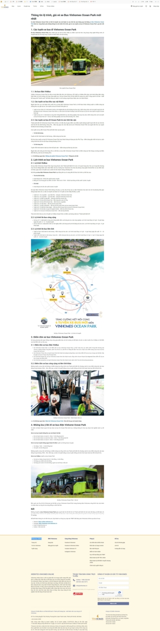 Xe Bus Vinhomes Ocean Park - Thông tin lộ trình, giá vé - online.vinhomes.vn