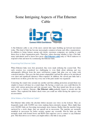 Some Intriguing Aspects Of Flat Ethernet Cable