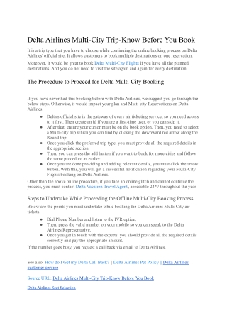 Delta Airlines Multi-City Trip-Know Before You Book