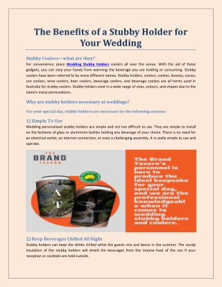 The Benefits of a Stubby Holder for Your Wedding | The Brand Tavern