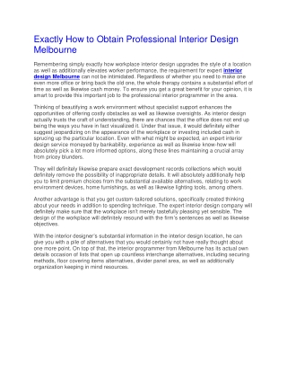 Exactly How to Obtain Professional Interior Design Melbourne