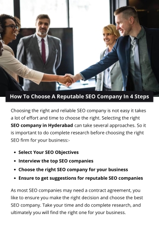 How To Choose A Reputable SEO Company In 4 Steps