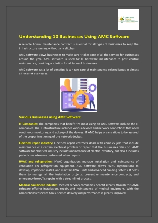 Understanding 10 Businesses Using AMC Software