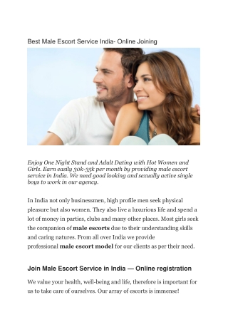 Best Male Escort Service India-Join Now