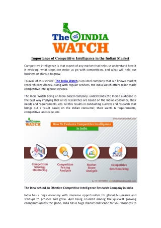 Importance of Competitive Intelligence in the Indian Market