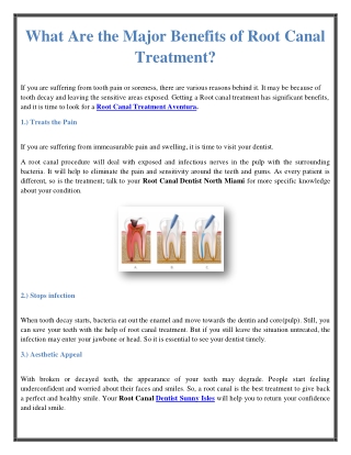 What Are the Major Benefits of Root Canal Treatment?