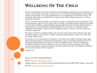 Wellbeing Of The Child