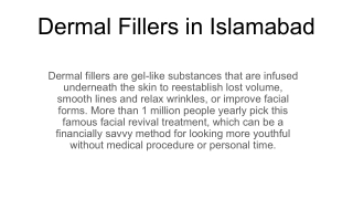 Dermal Fillers in Islamabad