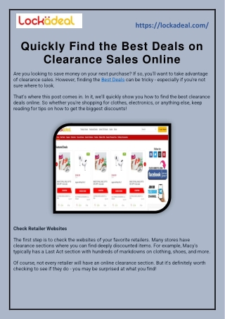 Quickly Find the Best Deals on Clearance Sales Online