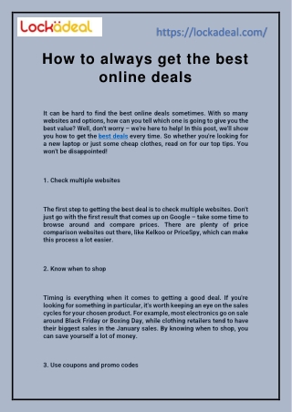 How to always get the best online deals
