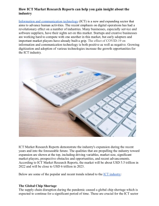 How ICT Market Research Reports can help you gain insight about the industry.
