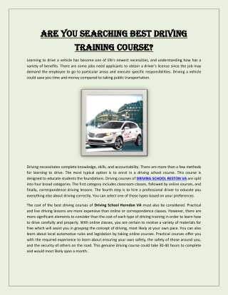 Are You Searching Best Driving Training Course (1)