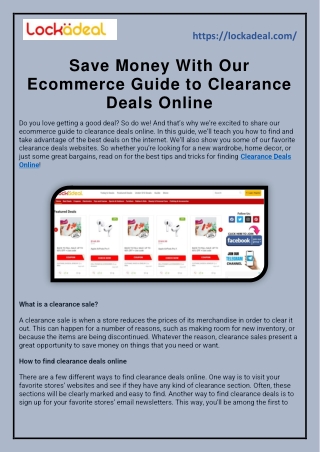 Save Money With Our Ecommerce Guide to Clearance Deals Online