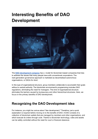 Interesting Benefits of DAO Development