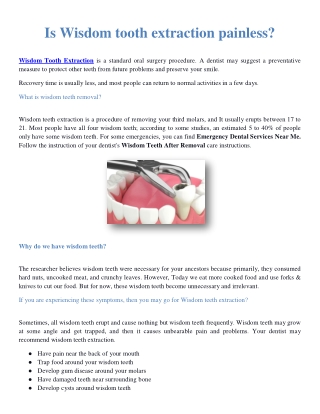 Is Wisdom tooth extraction painless?