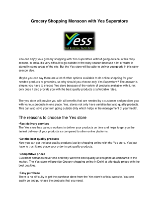Grocery Shopping Monsoon with Yess Super Store