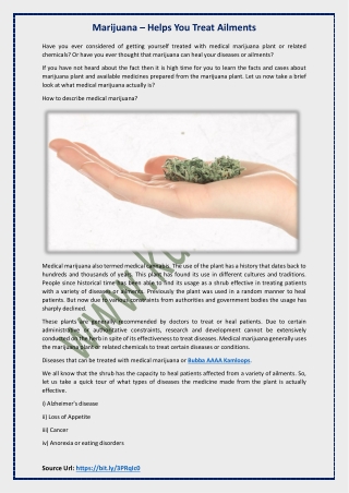 Marijuana – Helps You Treat Ailments