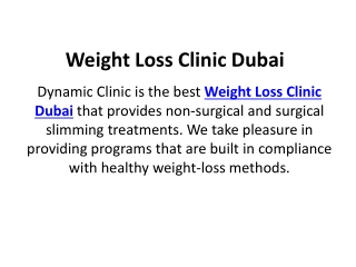 Weight Loss Clinic in Dubai