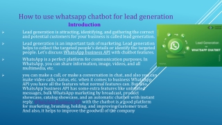 How to use whatsapp chatbot for lead generation