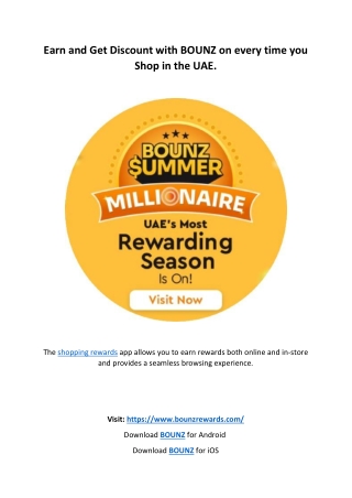 Earn and Get Discount with BOUNZ on every time you Shop in the UAE