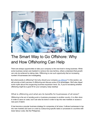 The Smart Way to Go Offshore_ Why and How Offshoring Can Help