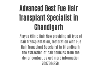 Advanced Best Fue Hair Transplant Specialist in Chandigarh