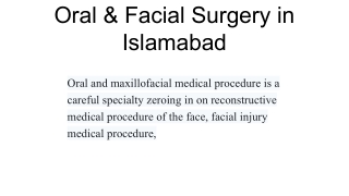 Oral & Facial Surgery in Islamabad