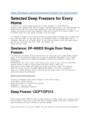 Selected Deep Freezers for Every Home