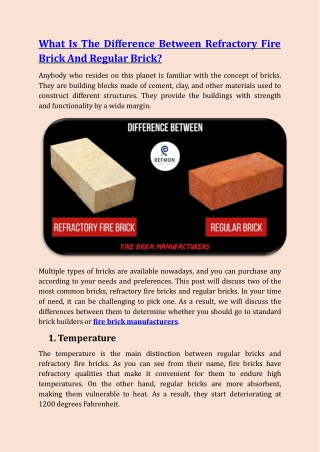 Difference Between Refractory Fire Brick And Regular Brick