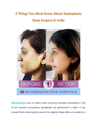 All You Need to Know About Septoplasty Nose Surgery in India