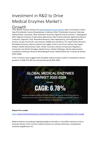 Investment in R&D to Drive Medical Enzymes Market’s Growth