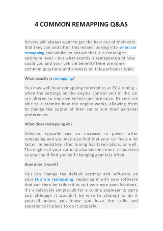 4 COMMON REMAPPING Q&AS