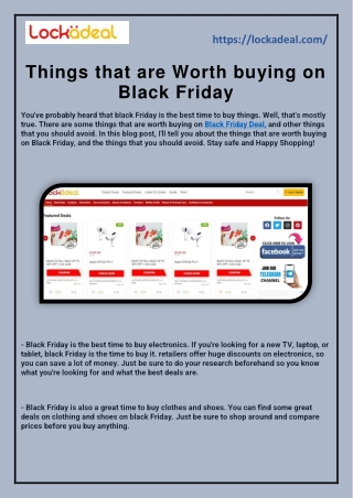 Things that are Worth buying on Black Friday