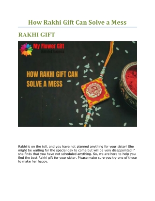 How Rakhi Gift Can Solve a Mess