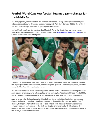 Football World Cup How football became a game-changer for the Middle East