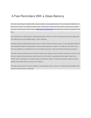 A Few Reminders With a Glass Balcony