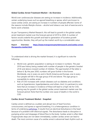 Global Cardiac Arrest Treatment Market