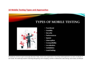 10 Mobile Testing Types and Approaches