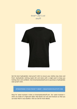 Hydrophobic Stain Proof T-shirt | Smartandcoolstuff.com