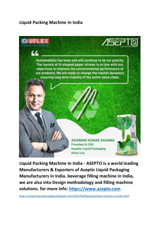 Liquid Packing Machine In India