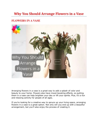 Why You Should Arrange Flowers in a Vase