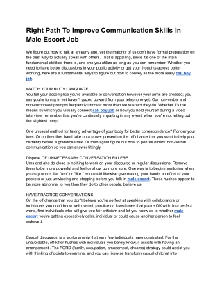 Right Path To Improve Communication Skills In Male Escort Job