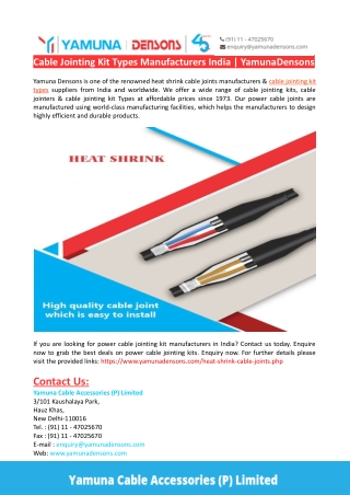 Cable Jointing Kit Types