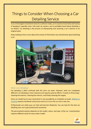 Things to Consider When Choosing a Car Detailing Service