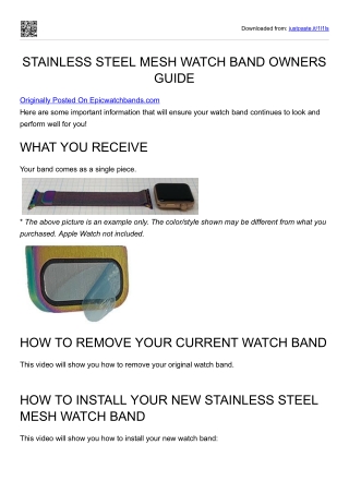 STAINLESS STEEL MESH WATCH BAND OWNERS GUIDE