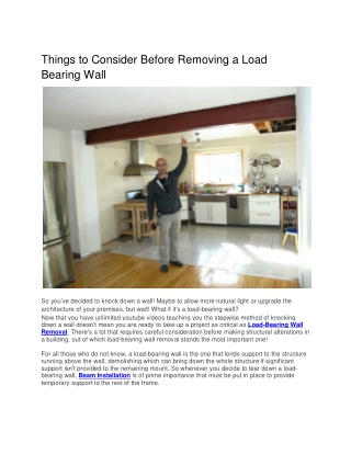 Things to Consider Before Removing a Load Bearing Wall